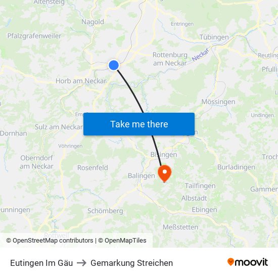 Eutingen Im Gäu to Gemarkung Streichen map