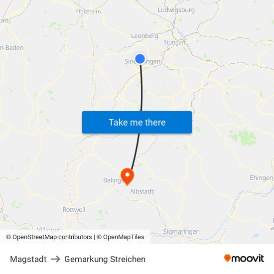 Magstadt to Gemarkung Streichen map