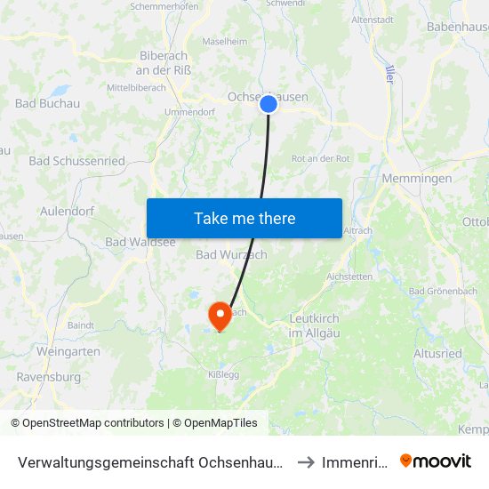 Verwaltungsgemeinschaft Ochsenhausen to Immenried map