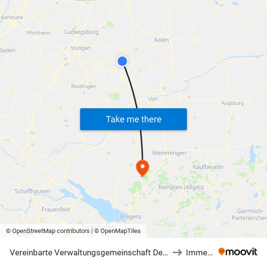 Vereinbarte Verwaltungsgemeinschaft Der Stadt Göppingen to Immenried map