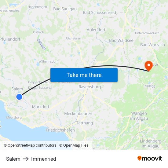 Salem to Immenried map