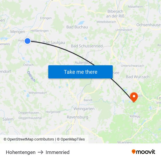 Hohentengen to Immenried map