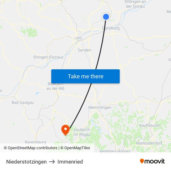 Niederstotzingen to Immenried map