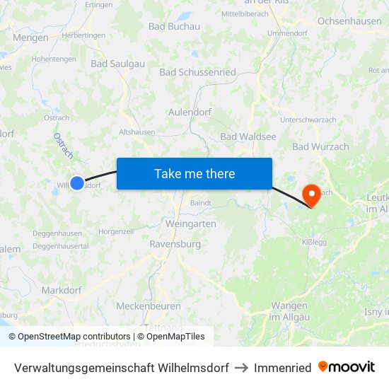 Verwaltungsgemeinschaft Wilhelmsdorf to Immenried map