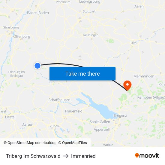 Triberg Im Schwarzwald to Immenried map