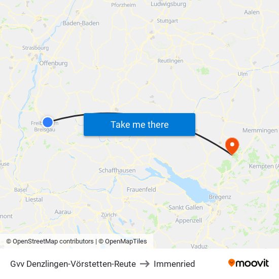 Gvv Denzlingen-Vörstetten-Reute to Immenried map