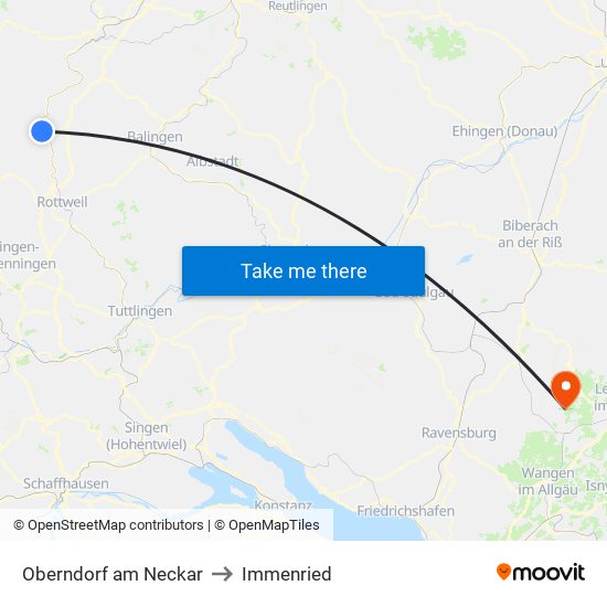 Oberndorf am Neckar to Immenried map