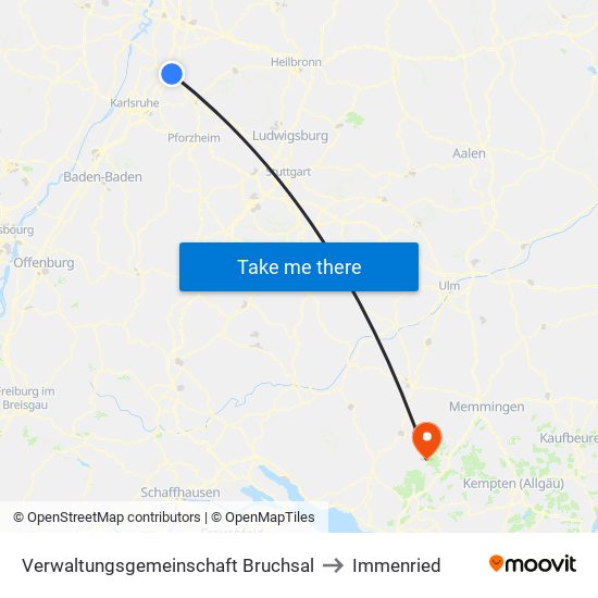 Verwaltungsgemeinschaft Bruchsal to Immenried map