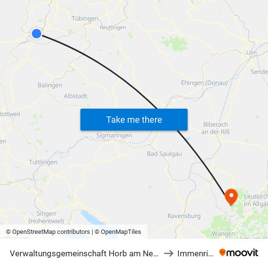 Verwaltungsgemeinschaft Horb am Neckar to Immenried map