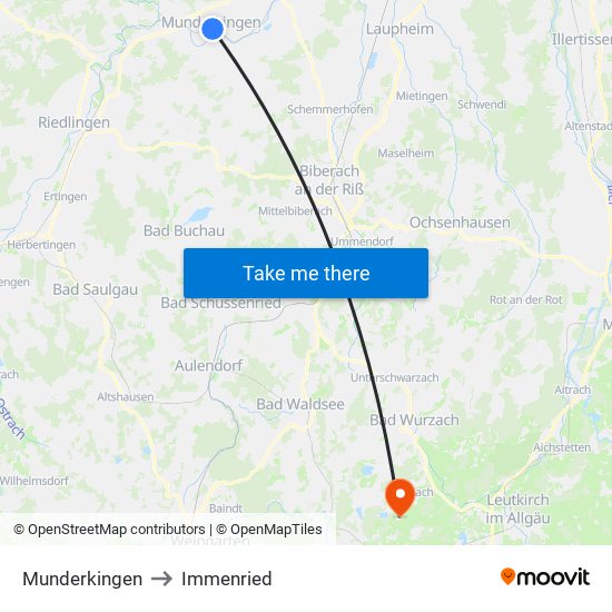 Munderkingen to Immenried map