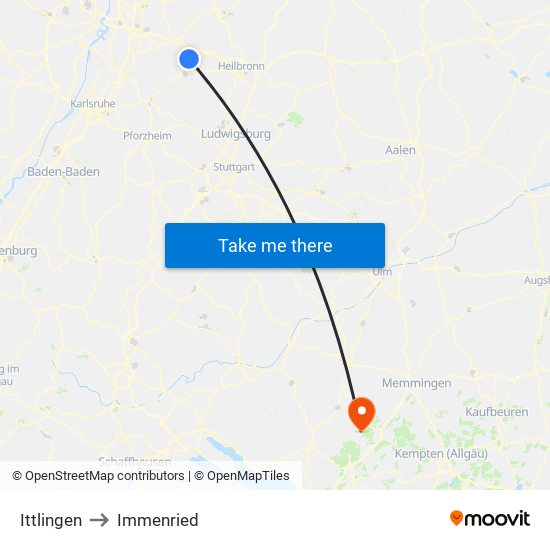 Ittlingen to Immenried map