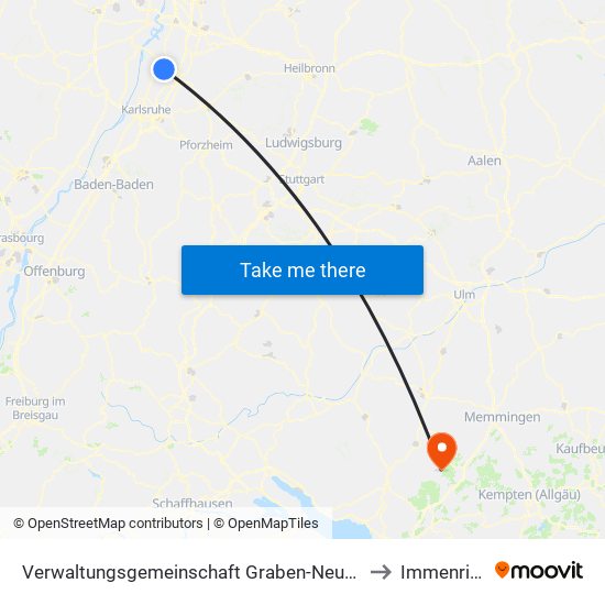 Verwaltungsgemeinschaft Graben-Neudorf to Immenried map