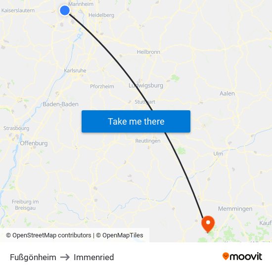 Fußgönheim to Immenried map