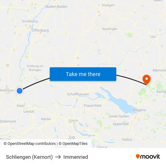 Schliengen (Kernort) to Immenried map