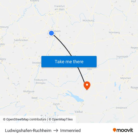 Ludwigshafen-Ruchheim to Immenried map