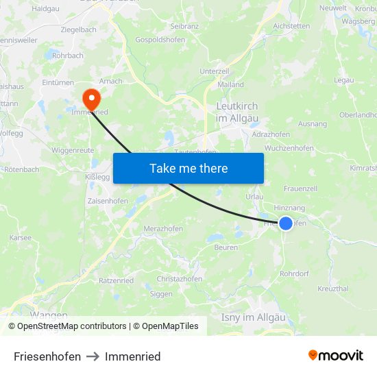 Friesenhofen to Immenried map