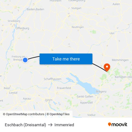 Eschbach (Dreisamtal) to Immenried map