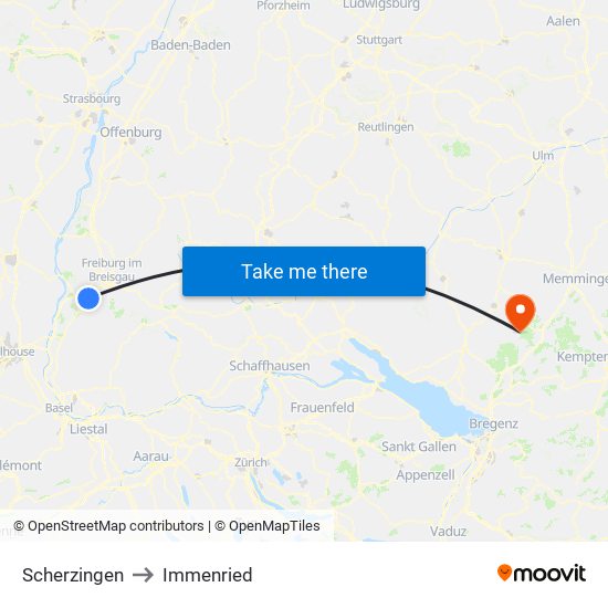 Scherzingen to Immenried map