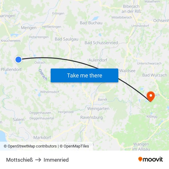 Mottschieß to Immenried map