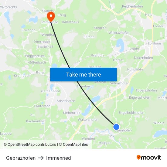 Gebrazhofen to Immenried map