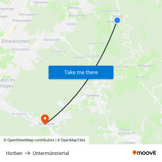 Horben to Untermünstertal map