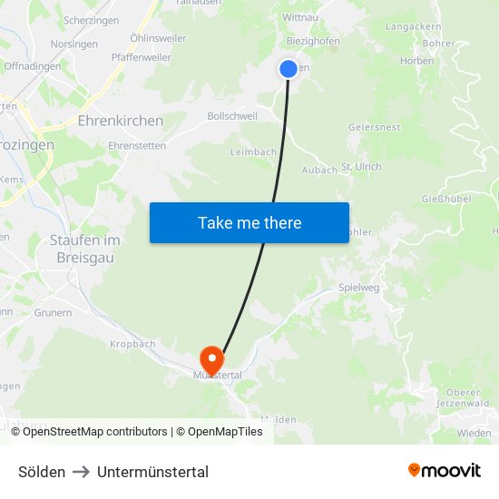 Sölden to Untermünstertal map