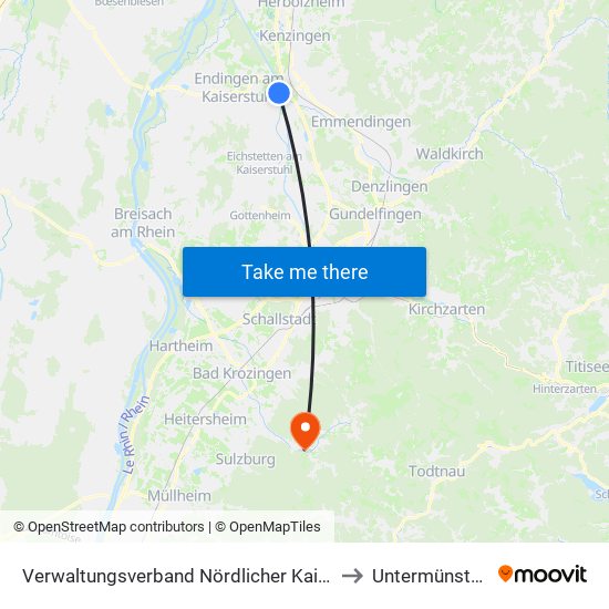 Verwaltungsverband Nördlicher Kaiserstuhl to Untermünstertal map