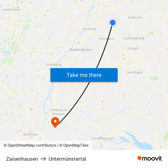 Zaisenhausen to Untermünstertal map