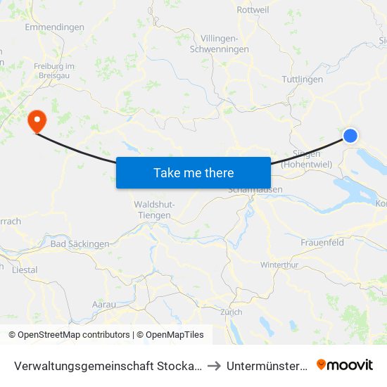 Verwaltungsgemeinschaft Stockach to Untermünstertal map