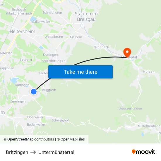 Britzingen to Untermünstertal map