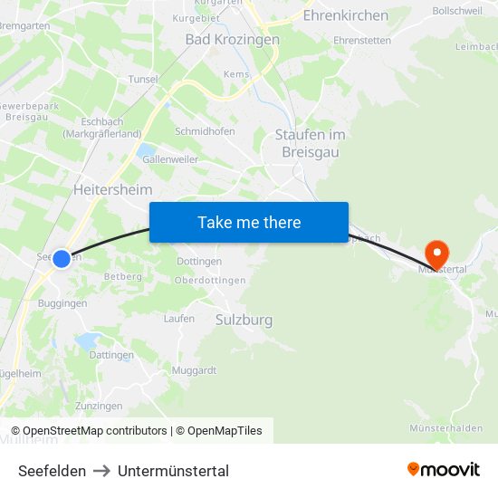 Seefelden to Untermünstertal map