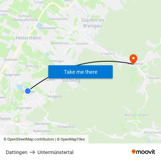 Dattingen to Untermünstertal map