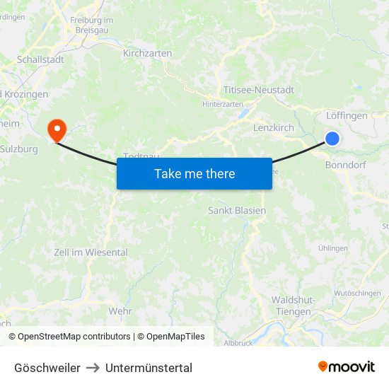 Göschweiler to Untermünstertal map