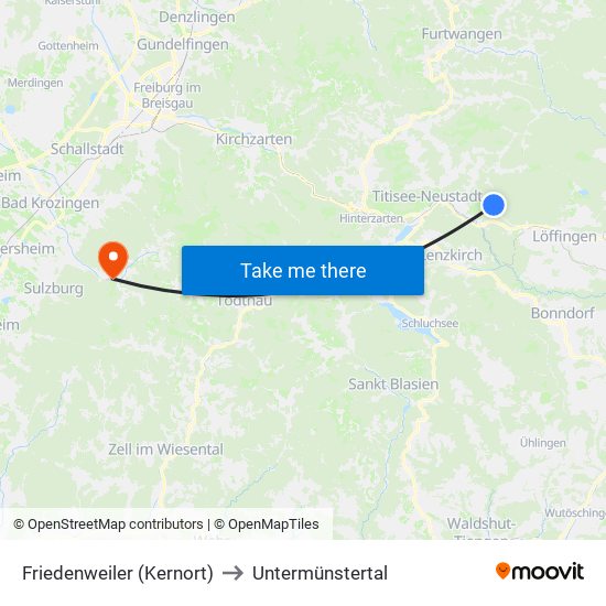 Friedenweiler (Kernort) to Untermünstertal map