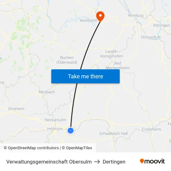 Verwaltungsgemeinschaft Obersulm to Dertingen map