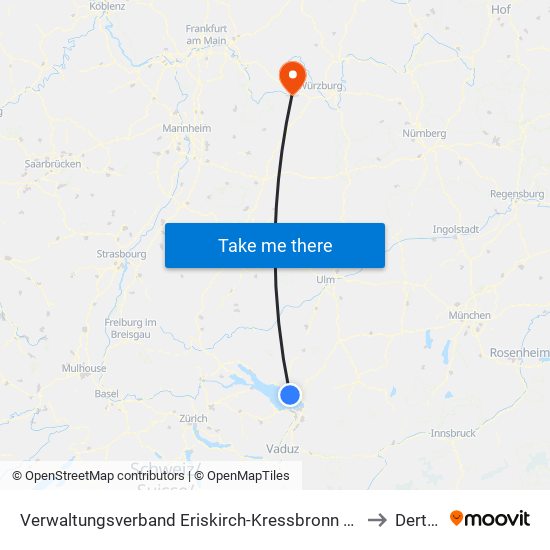 Verwaltungsverband Eriskirch-Kressbronn am Bodensee-Langenargen to Dertingen map