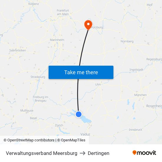 Verwaltungsverband Meersburg to Dertingen map