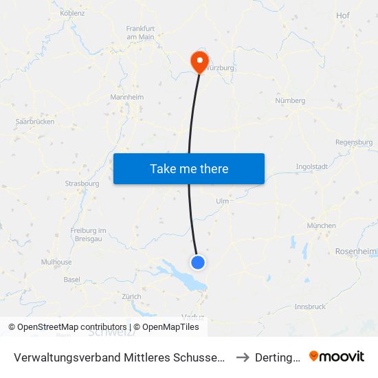 Verwaltungsverband Mittleres Schussental to Dertingen map