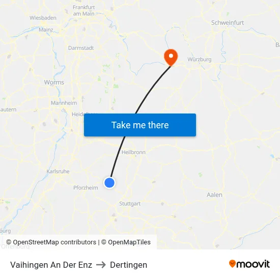Vaihingen An Der Enz to Dertingen map