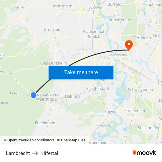 Lambrecht to Käfertal map