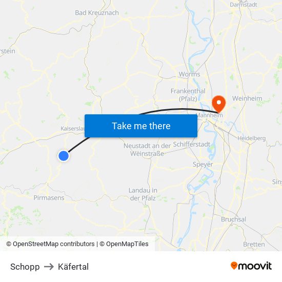 Schopp to Käfertal map
