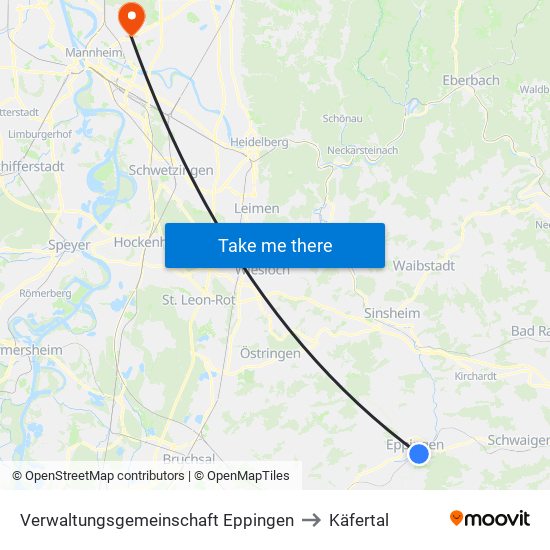 Verwaltungsgemeinschaft Eppingen to Käfertal map