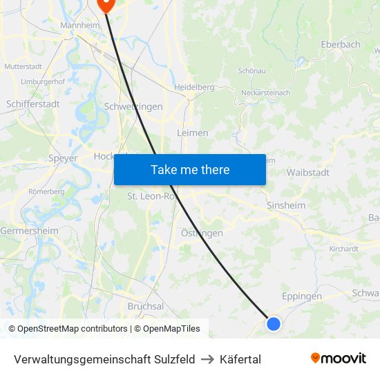 Verwaltungsgemeinschaft Sulzfeld to Käfertal map