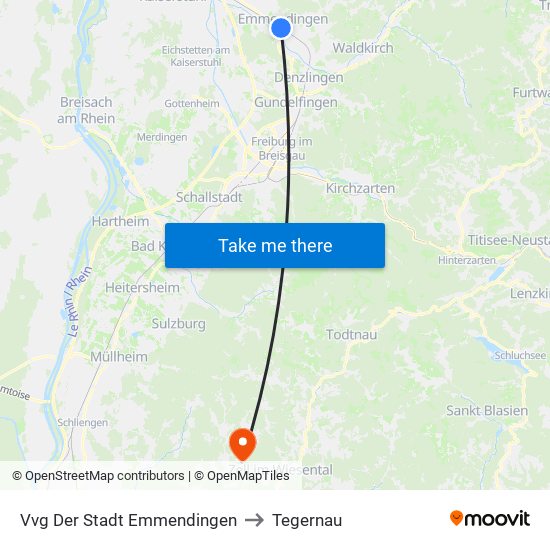 Vvg Der Stadt Emmendingen to Tegernau map