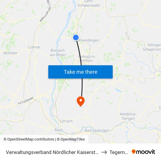 Verwaltungsverband Nördlicher Kaiserstuhl to Tegernau map