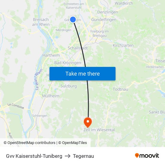 Gvv Kaiserstuhl-Tuniberg to Tegernau map