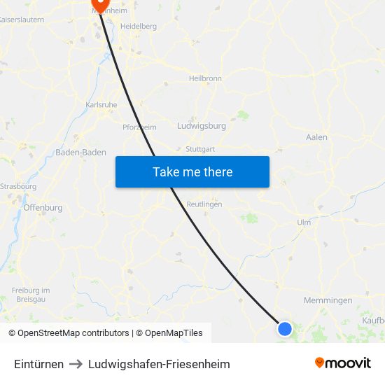 Eintürnen to Ludwigshafen-Friesenheim map