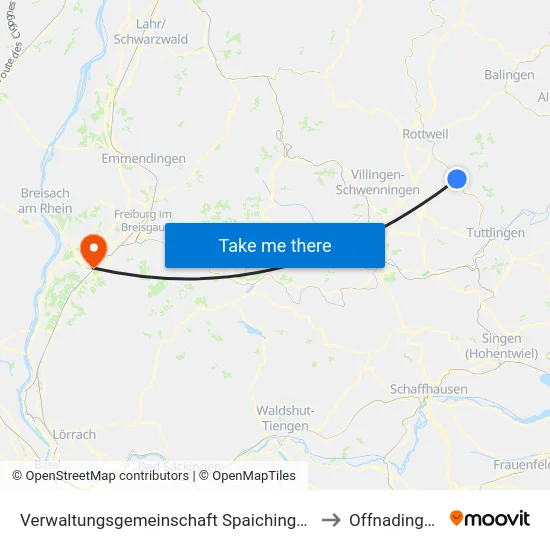Verwaltungsgemeinschaft Spaichingen to Offnadingen map