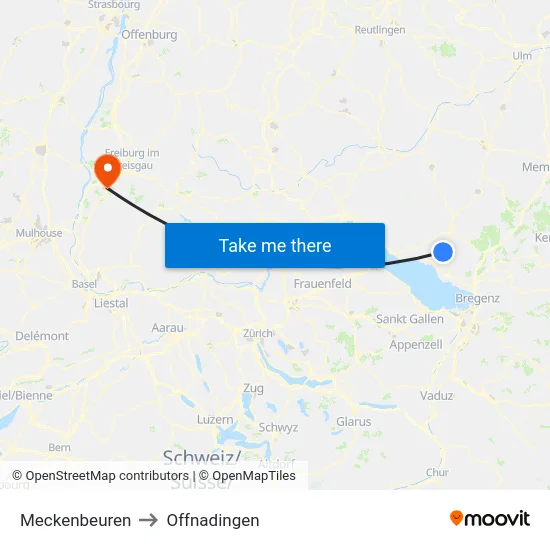 Meckenbeuren to Offnadingen map