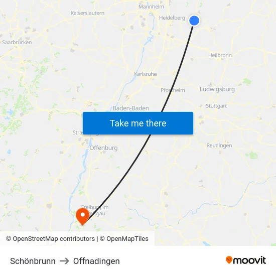 Schönbrunn to Offnadingen map
